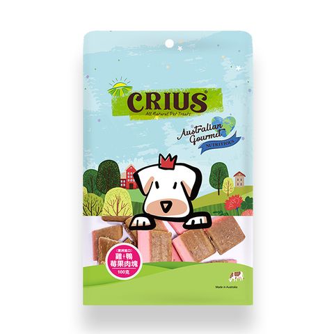 CRIUS 克瑞斯天然澳洲點心-雞肉+鴨肉莓果肉塊-(100Gx3包)