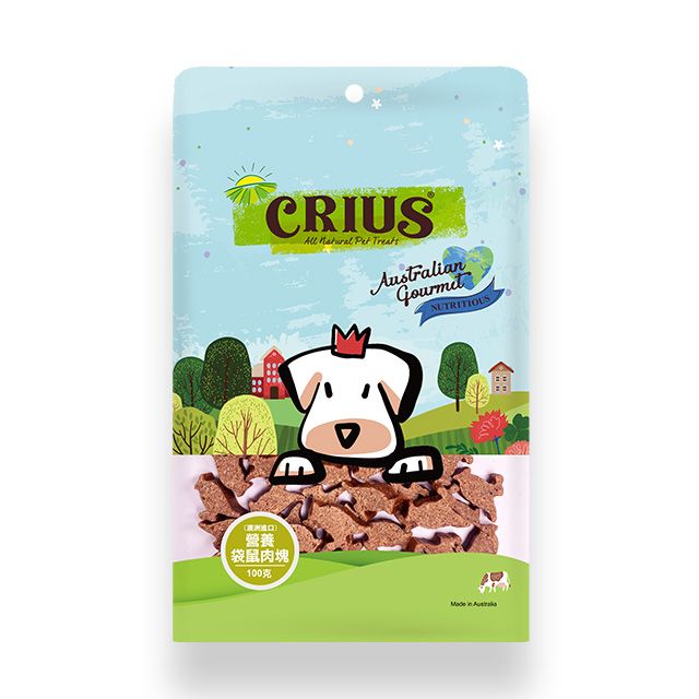 CRIUS  克瑞斯天然澳洲點心-營養袋鼠肉塊-(100Gx3包)