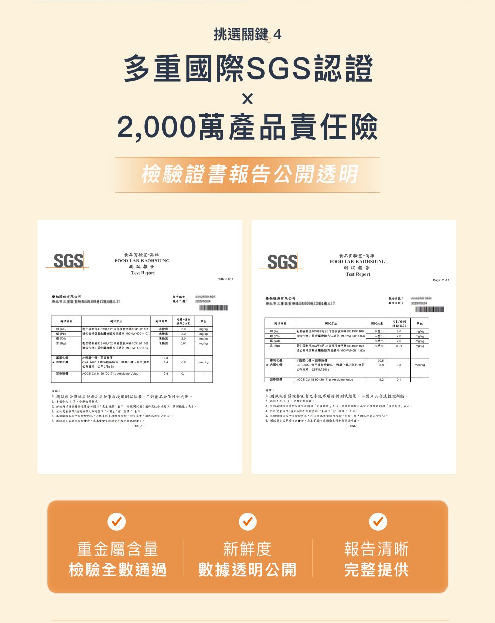 挑選關鍵多重際SGS00萬產品險證書公透明SGS品室高雄FOOD LABKAOSIUNG試優船股份公司Test Reort期6 检0H檢MOHWHOD403  公布  18 0 2017    報告僅就提供結果對產品合性做判斷 報告之委託事項驗為未 2  4品高雄SGSFOOD LABKAOHSIUNG報告Test Report優股份有限公司報告報告測試測試結果3125食1月25投食第方法)20未未檢出未開出2.02氧化國  法 - 氧化之(公布:年月日)   (2017) p- 測試報告僅就委託之委託事項提供測試結果不對產品合法性做判斷日測試測表示限/之測定未 表示之驗,均委託事項執行,不實,責任者有,實驗室衛生認證重金屬含量檢驗全數通過新鮮度數據透明公開報告清晰完整提供 2  4