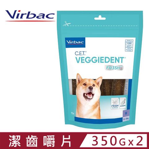 Virbac 維克 【2入組】法國-C.E.T.@植物性潔齒嚼片 350公克-中型犬專用10-30公斤