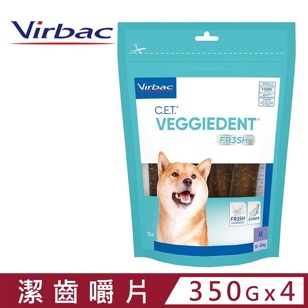  【4入組】法國維克Virbac-C.E.T.@植物性潔齒嚼片 350公克-中型犬專用10-30公斤