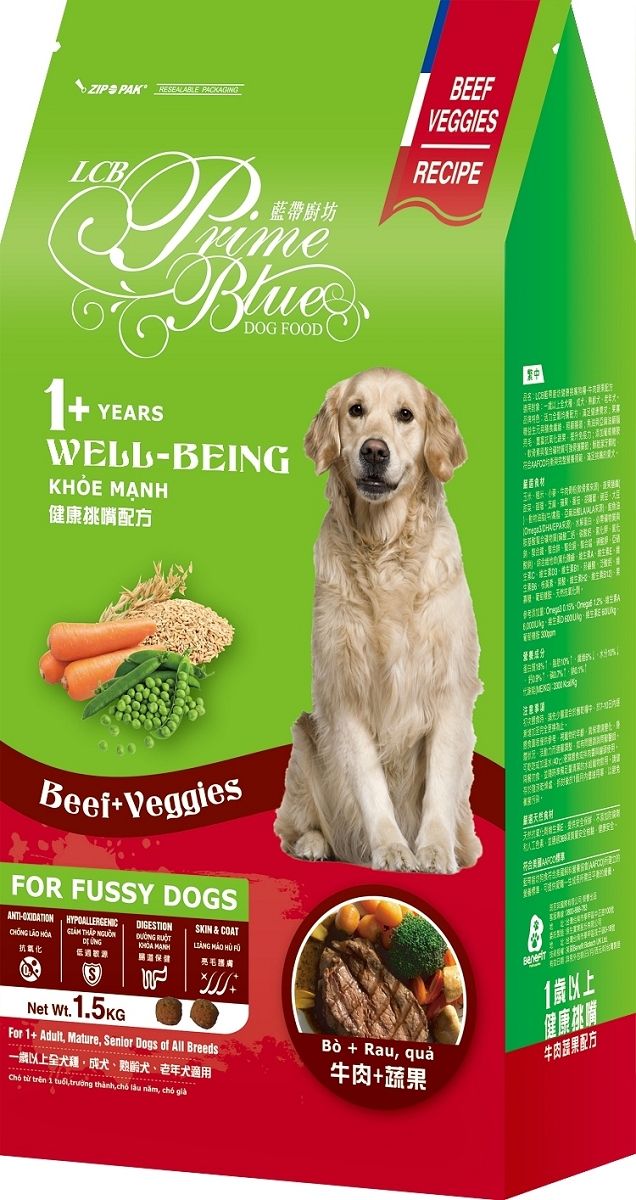 PK  藍帶廚坊DOG ODBEEFVEGGIERECIPEYERSWELLBEINGKHỎE MẠNH健康配方Beef+VeggiesFOR FUSSY DOGSHYPOALLERGENICDIGESTIONOXIDATIONGIẢM THẬP NGUỒN  RUỘTSKIN & COAT   FO抗氧保健食材A--  A 營養成分食材SNet Wt.1.5KGFor 1+ Adult Mature Senior Dogs of All Breeds一以上,、熟齡犬、老年犬適用 từ trên 1 tuổi trưởng thành,  lâu năm, chó già + Rau, quả牛肉+1歲以上健康挑嘴牛肉蔬果配方