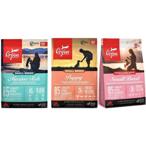 Orijen歐睿健-小型犬無榖配方系列(無榖鮮肉犬糧) 4.5 KG/10 LB_(鮮雞幼犬/海洋魚/11種肉)