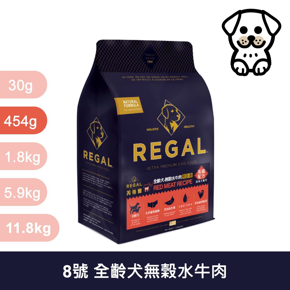 REGAL 芮格爾 RD8 全齡犬 無榖水牛肉 高纖配方 454g