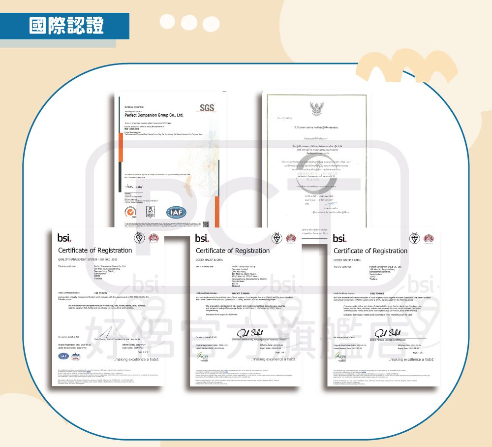 國際認證erfect Companion Group Co, LtdSGSbsiCertificate of Registration  bsibsi.Certificate of Registration НАССР  making excellence a bsi旗making excellence a habitbsi.Certificate of Registration   P bsimaking excellence a habit