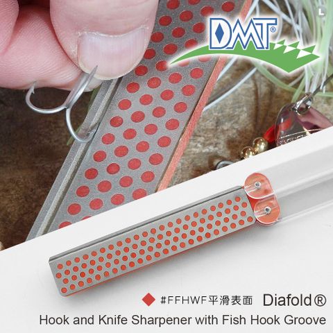 DMT Diafold Hook &amp; Knife Sharpener 單面磨刀石含魚鉤槽(平滑表面) #FFHWF