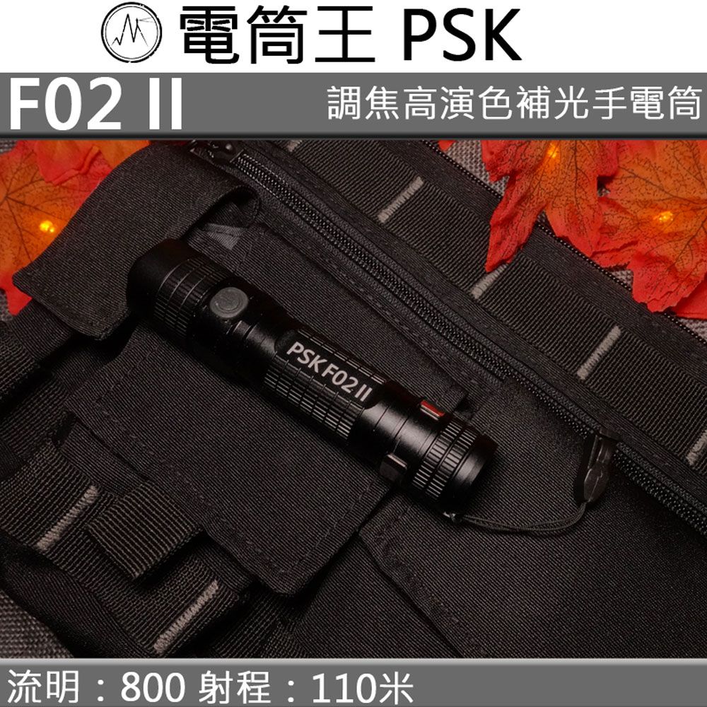 PSK  F02 II 800流明 高顯色攝影補光調焦LED手電筒 USB-C F02 進階 強光 平價攝影補光