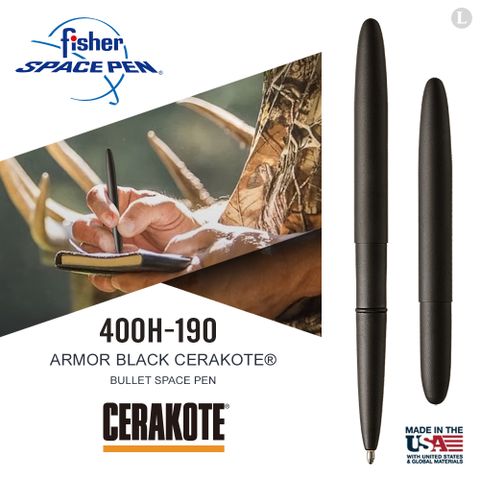 Fisher Space Pen ARMOR BLACK CERAKOTE® 盔甲黑子彈型太空筆 400H-190