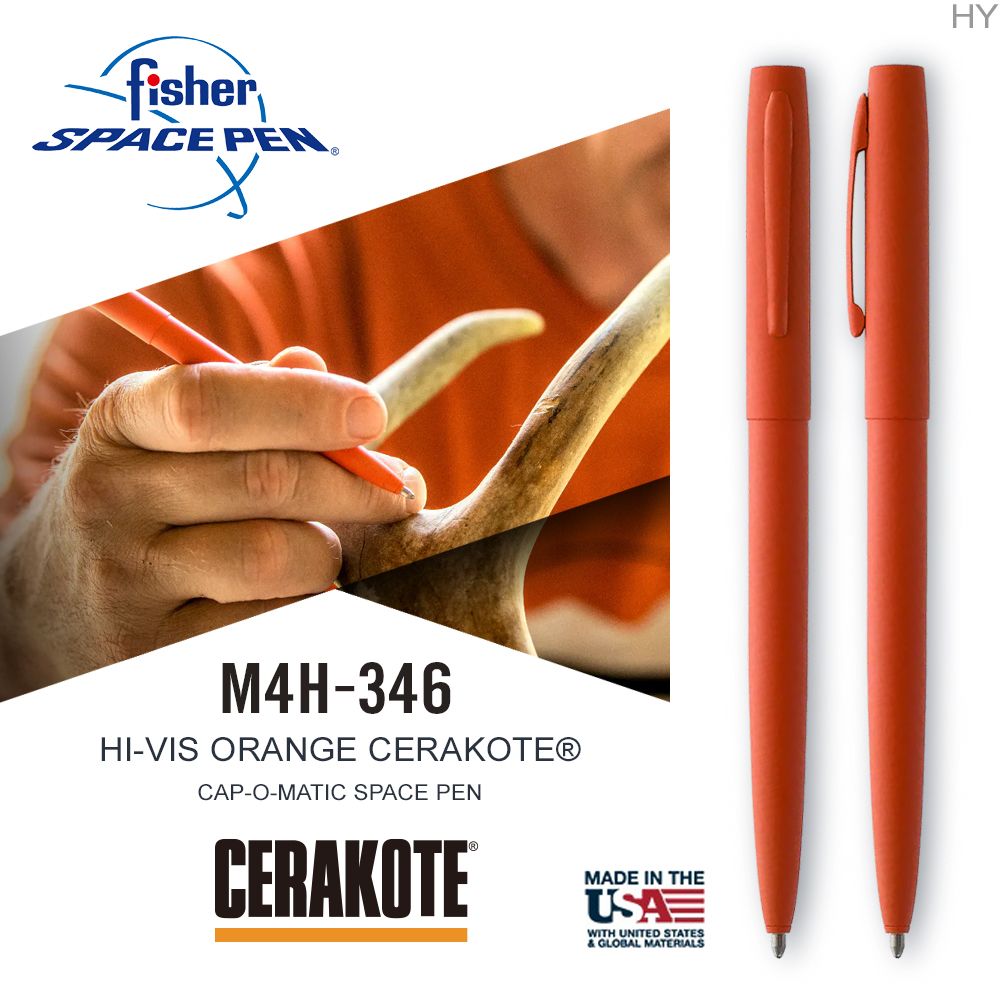 Fisher  Space Pen HI-VIS ORANGE CERAKOTE 高亮橘按壓式太空筆 M4H-346