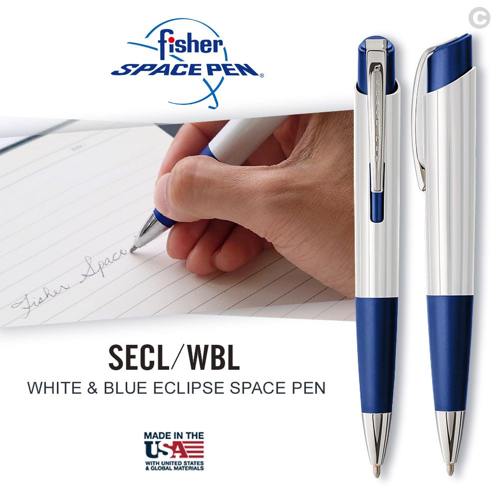 Fisher  Space Pen White & Blue 白藍 Eclipse 太空筆 (#SECL/WBL 素面款)