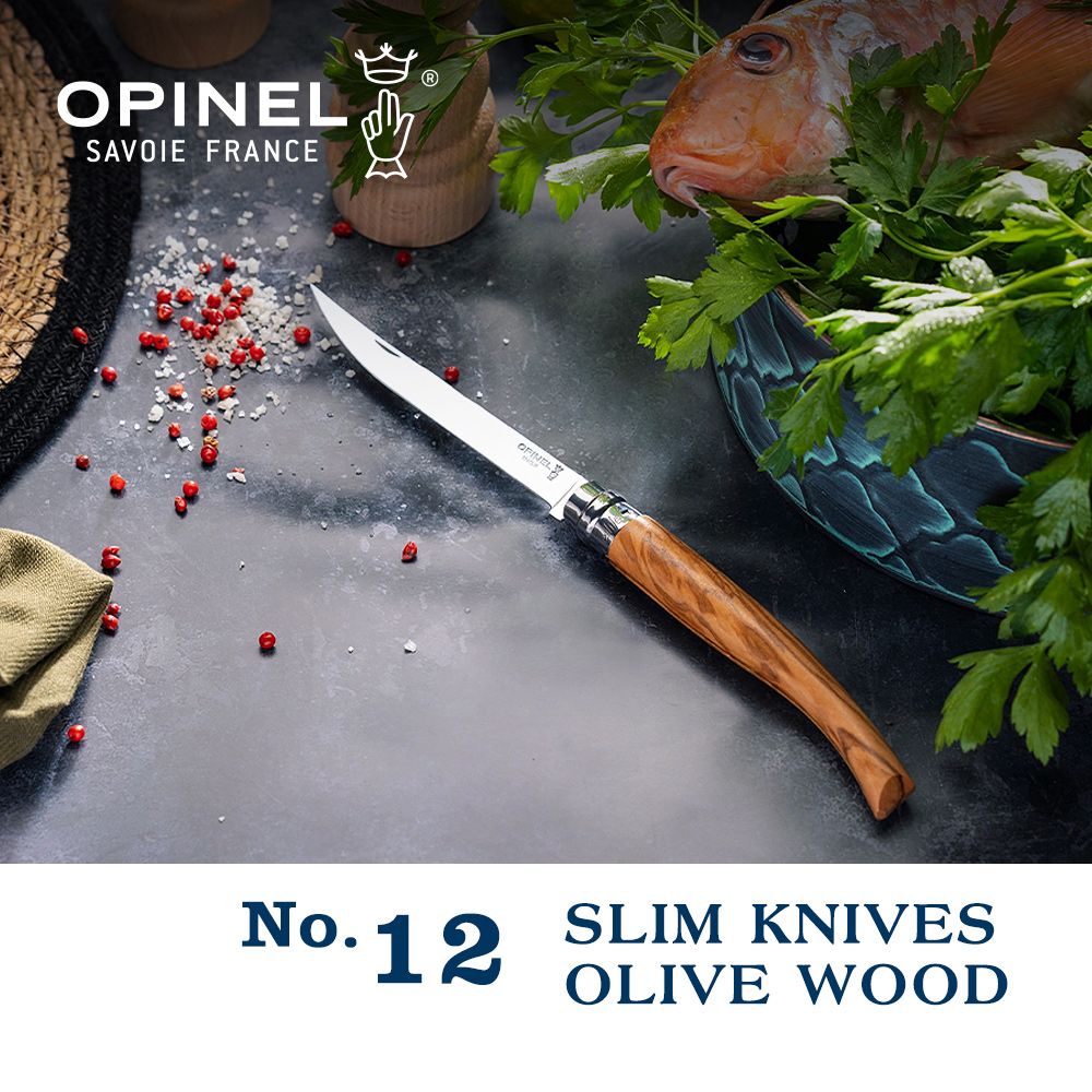 OPINEL  No.12 Slim Line Olive 法國刀細長系列/橄欖木刀柄(#OPI_002564)