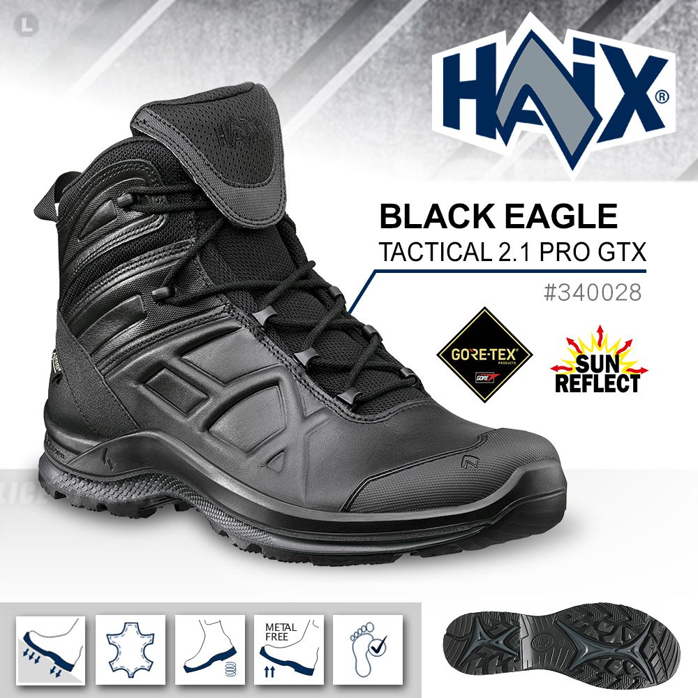 HAIX  BLACK EAGLE TACTICAL PRO 2.1 GTX MID 黑鷹戰術中筒鞋(黑色) (#340028)