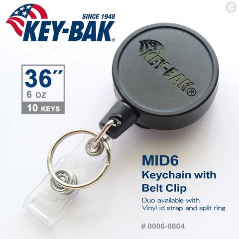 KEY-BAK MID6系列 36”伸縮鑰匙圈／腰掛式--附鑰匙圈