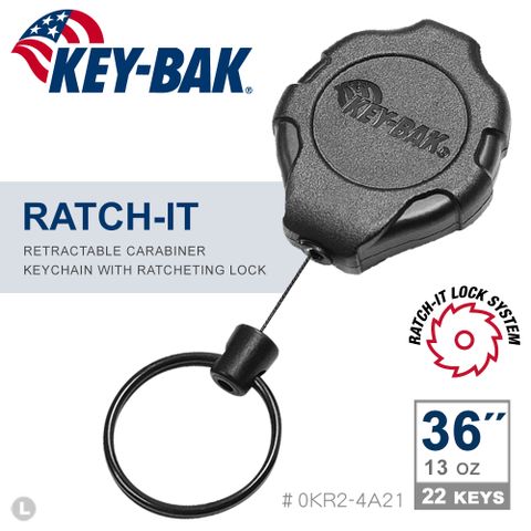 Key-Bak 0KR2 Ratch-It Key Chain with Carabiner, Key Ring and