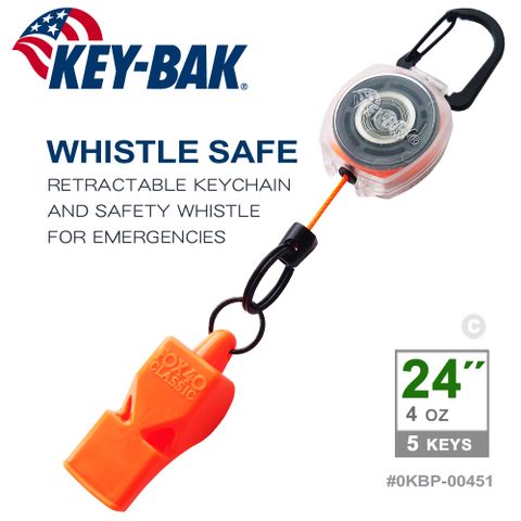 KEY-BAK Sidekick系列 24" Whistle Safe伸縮鑰匙圈+安全哨(#0KBP-00451)