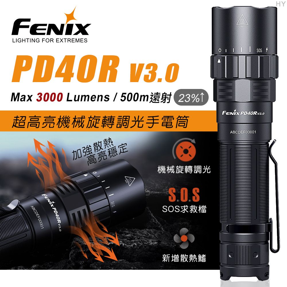 FENIX PD40R V3.0 超高亮機械旋轉調光手電筒- PChome 24h購物