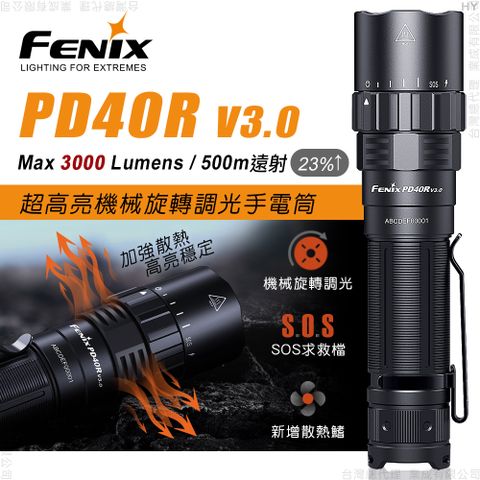 FENIX PD40R V3.0 超高亮機械旋轉調光手電筒