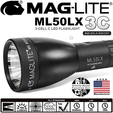 MAG-LITE ML50LX 3C LED 手電筒-黑色 #ML50LX-S3CC6Y