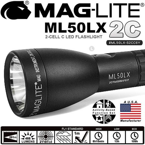 MAG-LITE ML50LX 2C LED 手電筒-黑色 #ML50LX-S2CC6Y