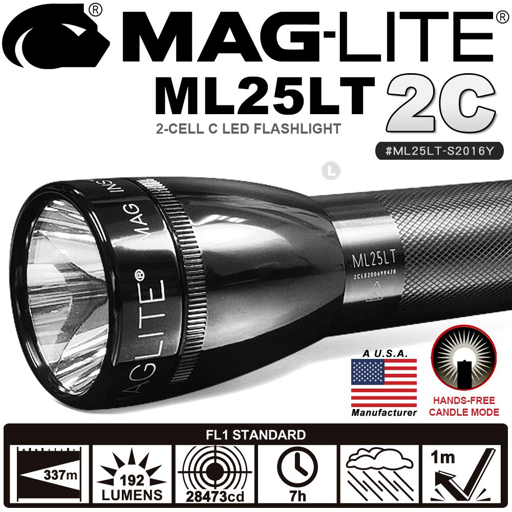 MAGLITE ML25LT、LED懐中電灯、2セルC懐中電灯、灰色 ライト、ランタン
