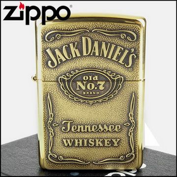 【ZIPPO】美系~Jack Daniels威士 忌~浮雕標誌打火機(黃銅款)