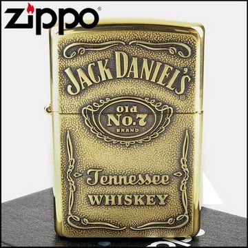 Zippo 美系~Jack Daniels威士 忌~浮雕標誌打火機(黃銅款)