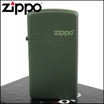 Zippo 美系~LOGO字樣打火機~(窄)Green Matte軍綠烤漆