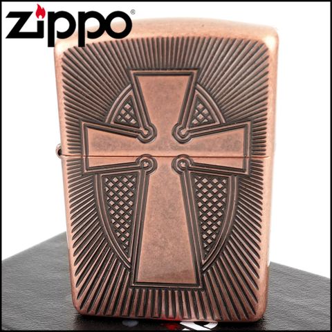 Zippo 美系~Cross-十字架深刻圖案打火機(ARMOR裝甲)