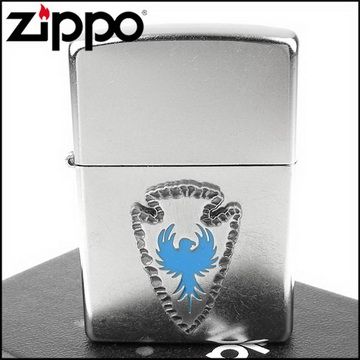 Zippo 美系~Arrowhead emblem-藍鳥箭頭貼飾打火機