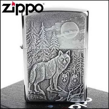 【ZIPPO】美系~Timberwolves-灰狼圖案貼飾打火機