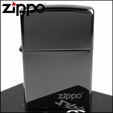 Zippo 美系~LOGO字樣打火機~超質感Black ice黑冰色鏡面