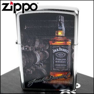 Zippo 美系~Jack Daniels威士忌-酒瓶圖案設計打火機