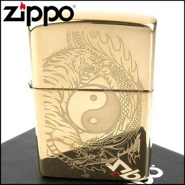 Zippo 美系~Tiger and Dragon-龍虎陰陽太極圖案打火機