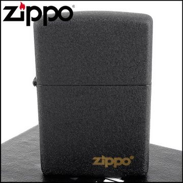 Zippo 美系~Black Crackle黑裂紋LOGO字樣打火機