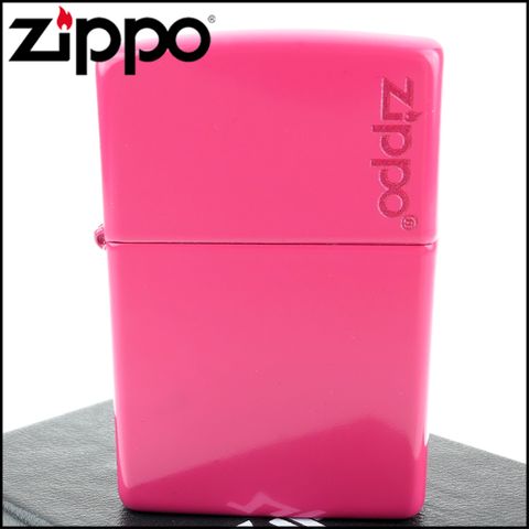 Zippo 美系~Frequency Hot Pink-桃紅色烤漆-LOGO字樣打火機