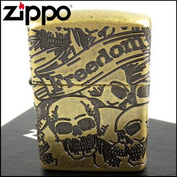 Zippo 美系~Freedom Skull-緞帶骷髏圖案設計(ARMOR裝甲)