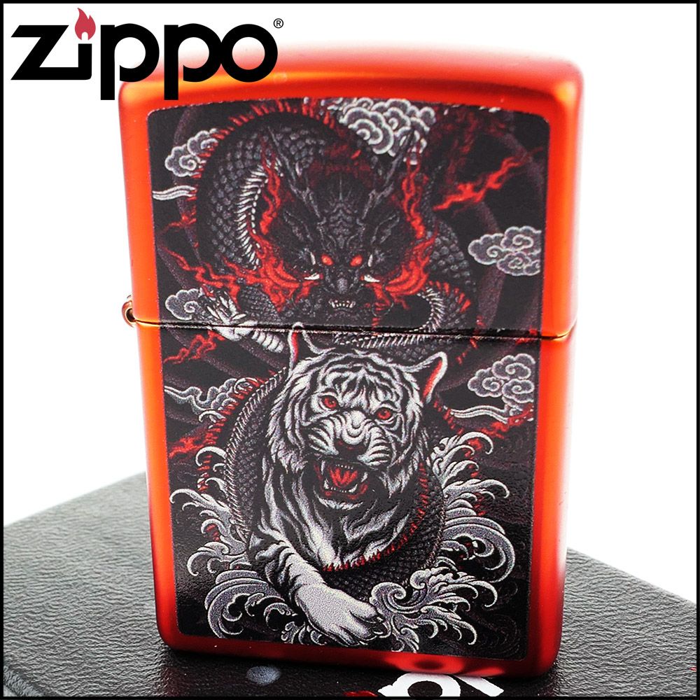 Zippo 美系~Dragon Tiger-龍虎圖案設計打火機