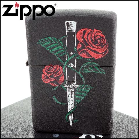 【ZIPPO】美系~Rose Dagger Tattoo-玫瑰匕首圖案設計打火機