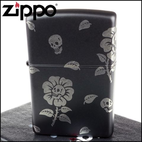 Zippo 美系~Flower Skulls-骷髏花圖案打火機