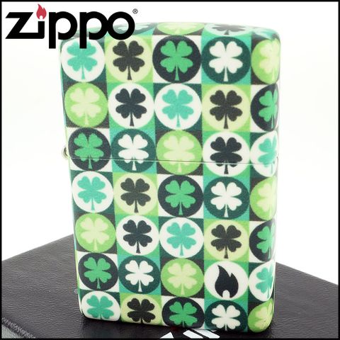 Zippo 美系~Clover Design-幸運草圖案-綠色夜光烤漆打火機