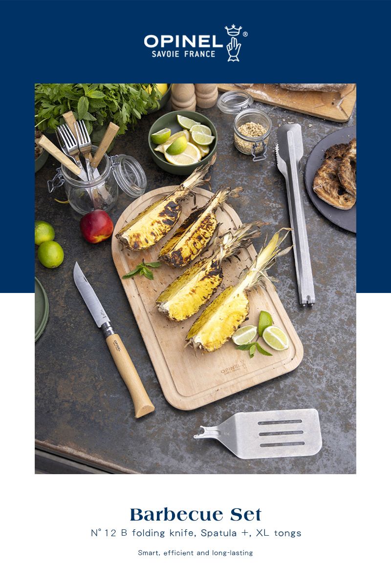 SAVOIE FRANCEOPINELBarbecue SetN 12 B folding knife, Spatula , XL tongsSmart, efficient and long-lasting