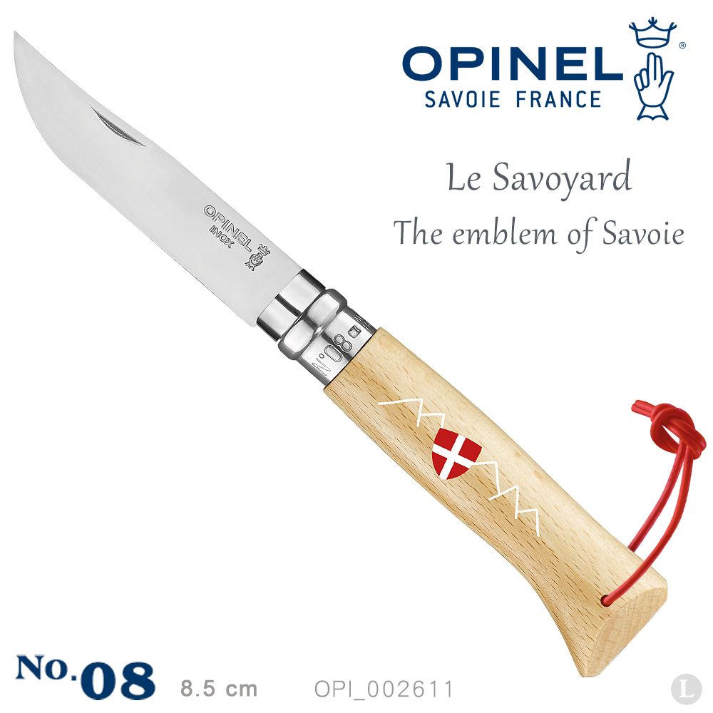 OPINEL  No.08 Le Savoyard不鏽鋼折刀-附皮繩 #OPI 002611