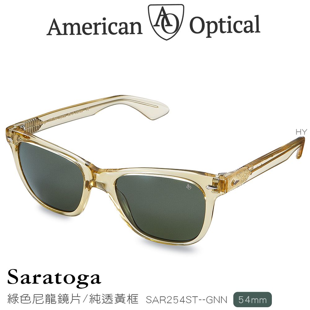 A.O. AO Eyewear Saratoga系列太陽眼鏡 (綠色尼龍鏡片/純透黃鏡框54mm)SAR254ST--GNN