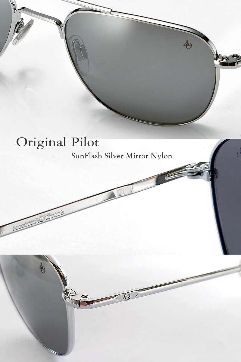 AO Original Pilot Sunglasses Silver SunFlash Silver Mirror AOLite