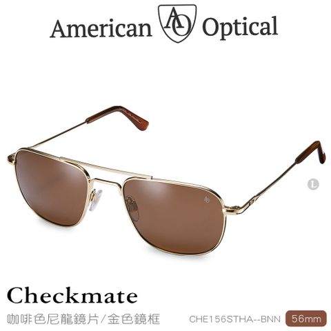 AO Eyewear Checkmate系列太陽眼鏡 (咖啡色尼龍鏡片/金色鏡框56mm) #CHE156STHA--BNN