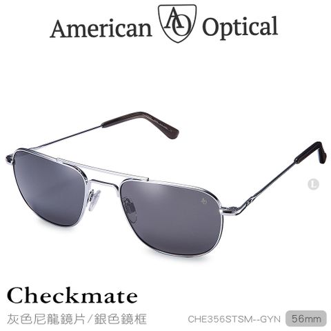 AO Eyewear Checkmate系列太陽眼鏡 (灰色尼龍鏡片/銀色鏡框56mm) #CHE356STSM--GYN