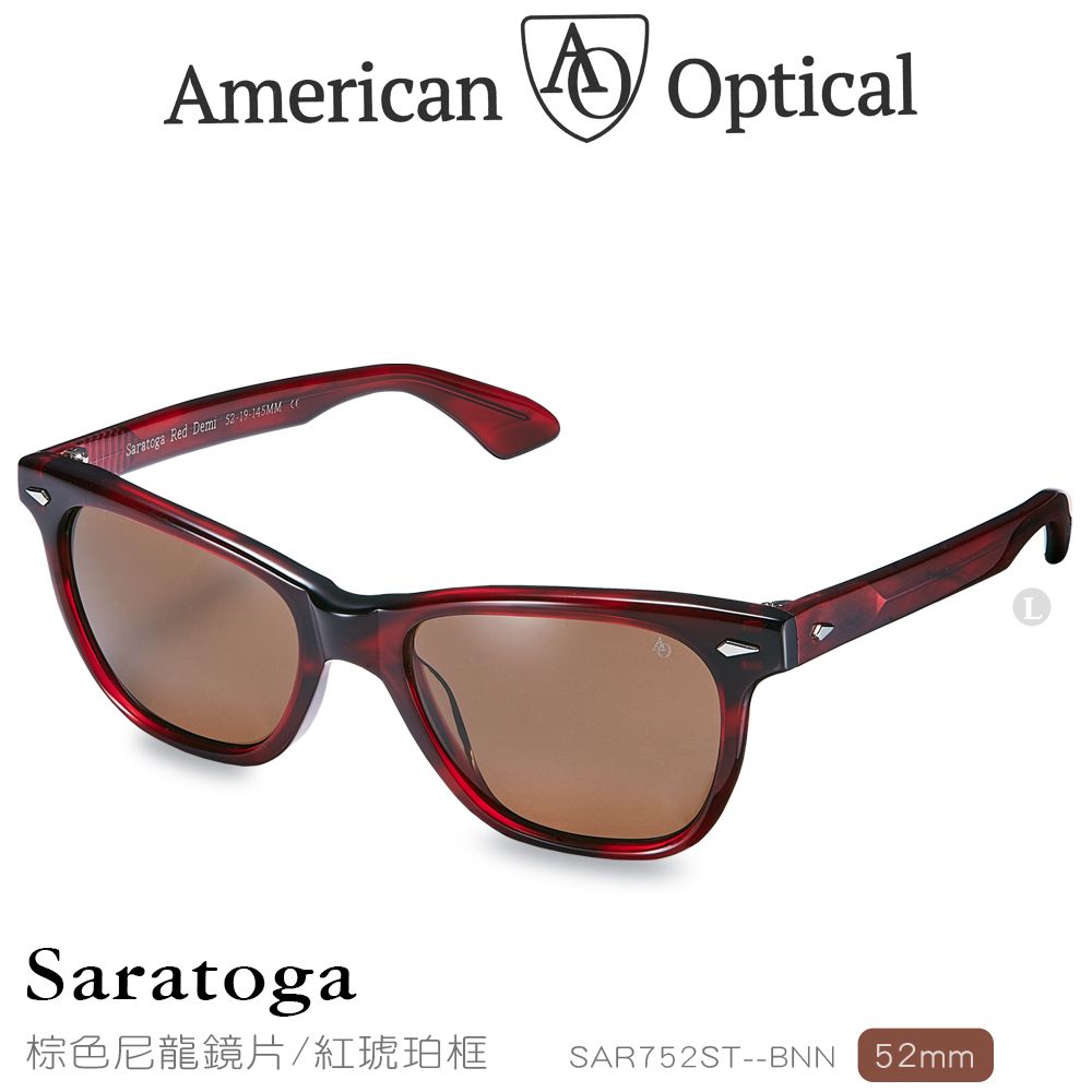 AO  Eyewear Saratoga系列太陽眼鏡 (棕色尼龍鏡片/紅琥珀鏡框52mm)  SAR752ST--BNN