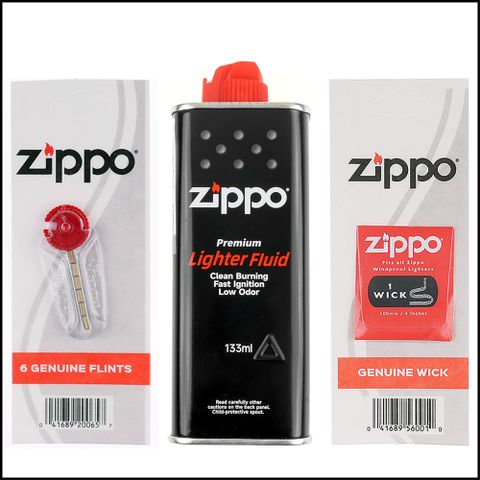 【ZIPPO】(棉芯 打火石 小罐補充油)3項合購優惠組