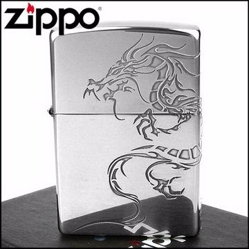 Zippo 日系~Dragon-民族風龍圖騰-兩面連續加工打火機(銀燻黑款)