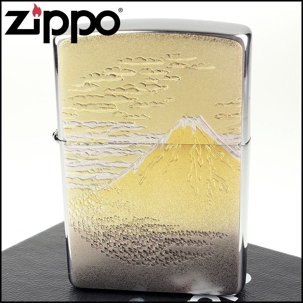 Zippo 日系~傳統藝術-凱風快晴-富士山圖案電鑄板貼片加工打火機